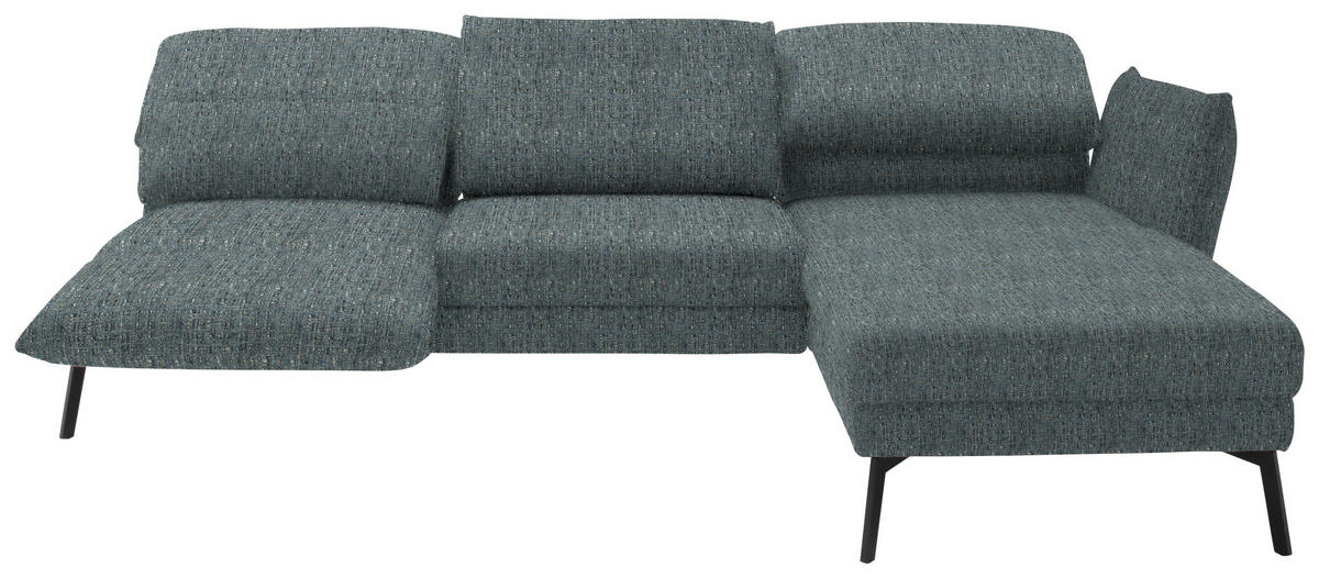 ECKSOFA in Flachgewebe Blaugrau  277/175 cm  - Blaugrau/Schwarz, Design, Textil/Metall (277/175cm) - Schöner Wohnen