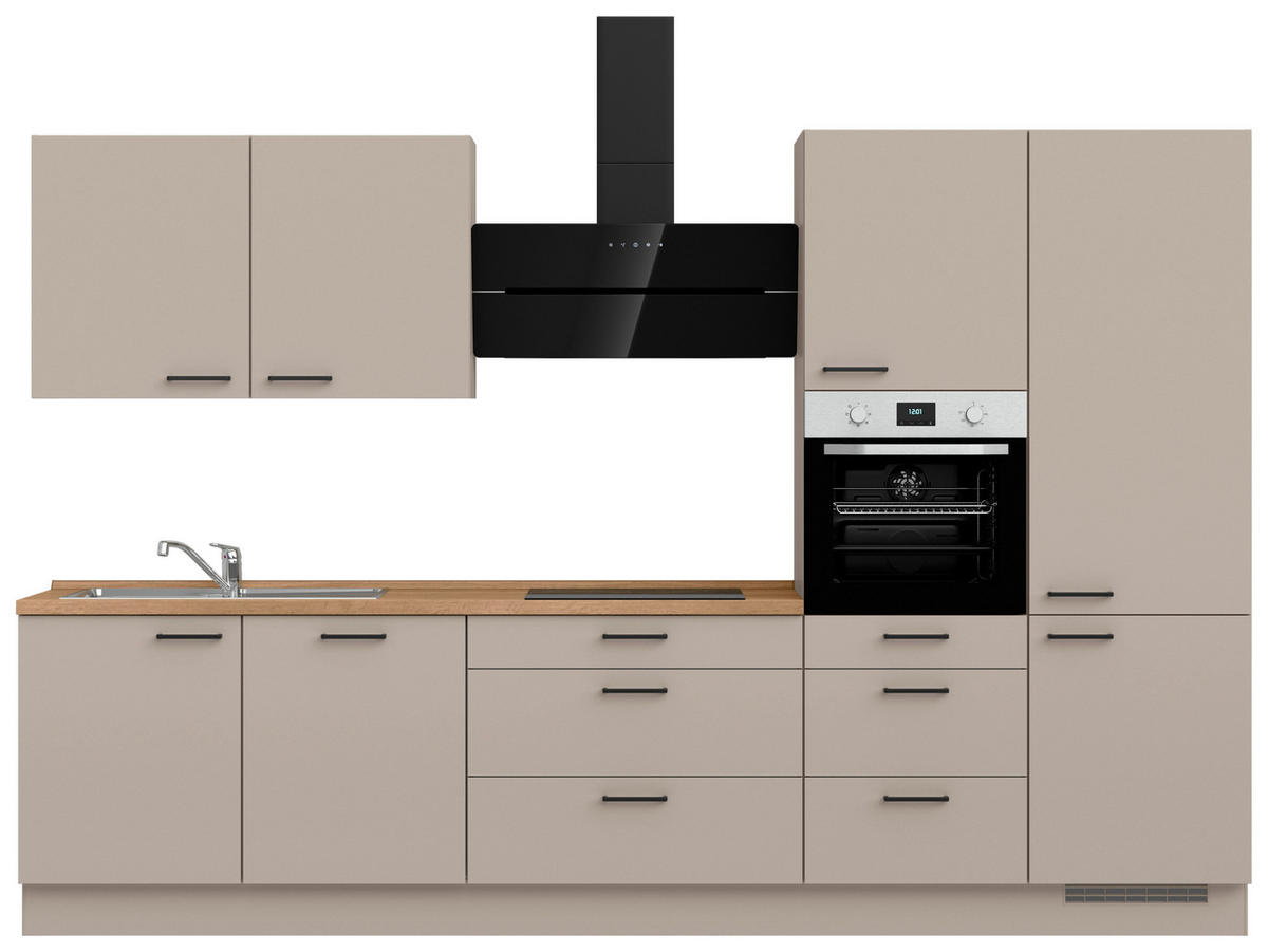 KÜCHENBLOCK Easytouch 330 cm  in Eichefarben, Sandfarben  - Sandfarben/Eichefarben, MODERN, Holzwerkstoff/Metall (330cm) - Nobilia