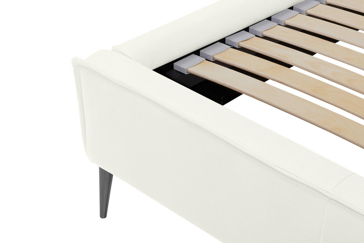 POLSTERBETT 160/200 cm,  in Weiß, gepolstertes Kopfteil, Lattenrost, Bettkasten,  - Schwarzchrom/Weiß, KONVENTIONELL, Leder/Holz (160/200cm) - Esposa