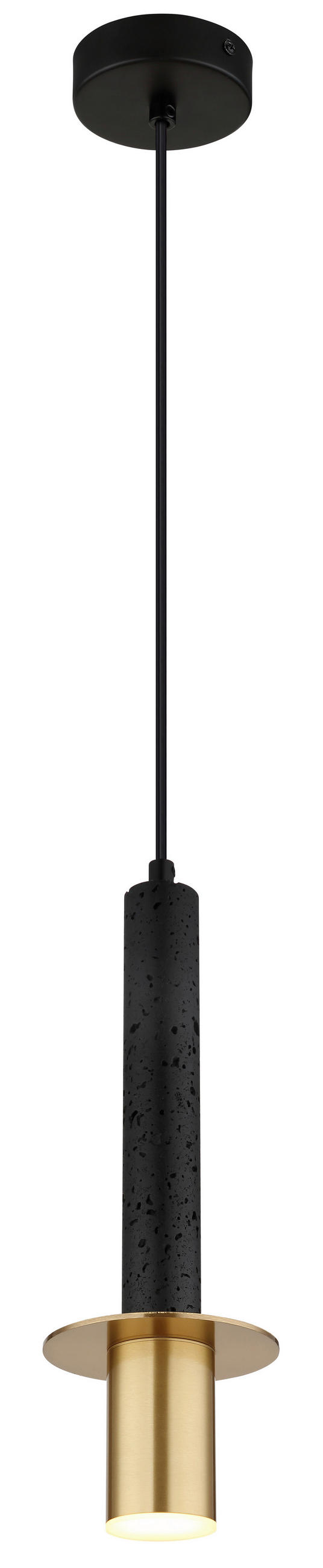 HÄNGELEUCHTE Shanna 12/130 cm  - Messingfarben/Schwarz, Design, Kunststoff/Stein (12/130cm) - Globo