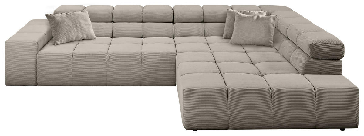 ECKSOFA in Feincord Sandfarben  - Sandfarben/Schwarz, Design, Kunststoff/Textil (319/215cm) - Hom`in