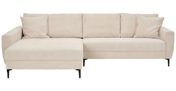 ECKSOFA Naturfarben Cord  - Schwarz/Naturfarben, Design, Textil/Metall (174/283cm) - Xora