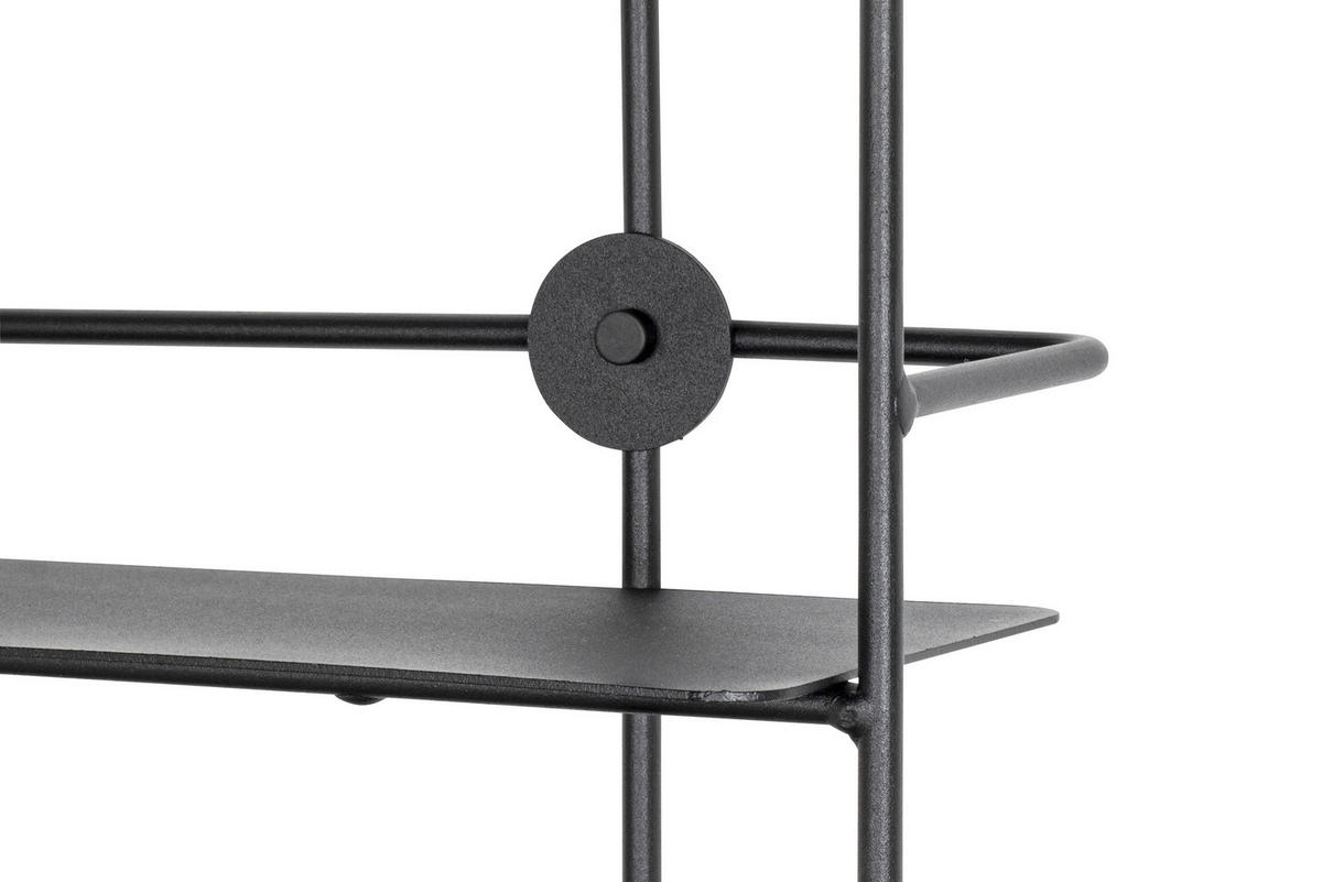 NÁSTĚNNÝ REGÁL, 90/22/14 cm - černá, Design, kov (90/22/14cm)