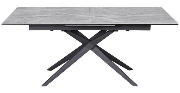 ESSTISCH in Metall, Glas, Keramik 180-230/90/76 cm - Schwarz/Grau, Design, Glas/Keramik (180-230/90/76cm) - Novel