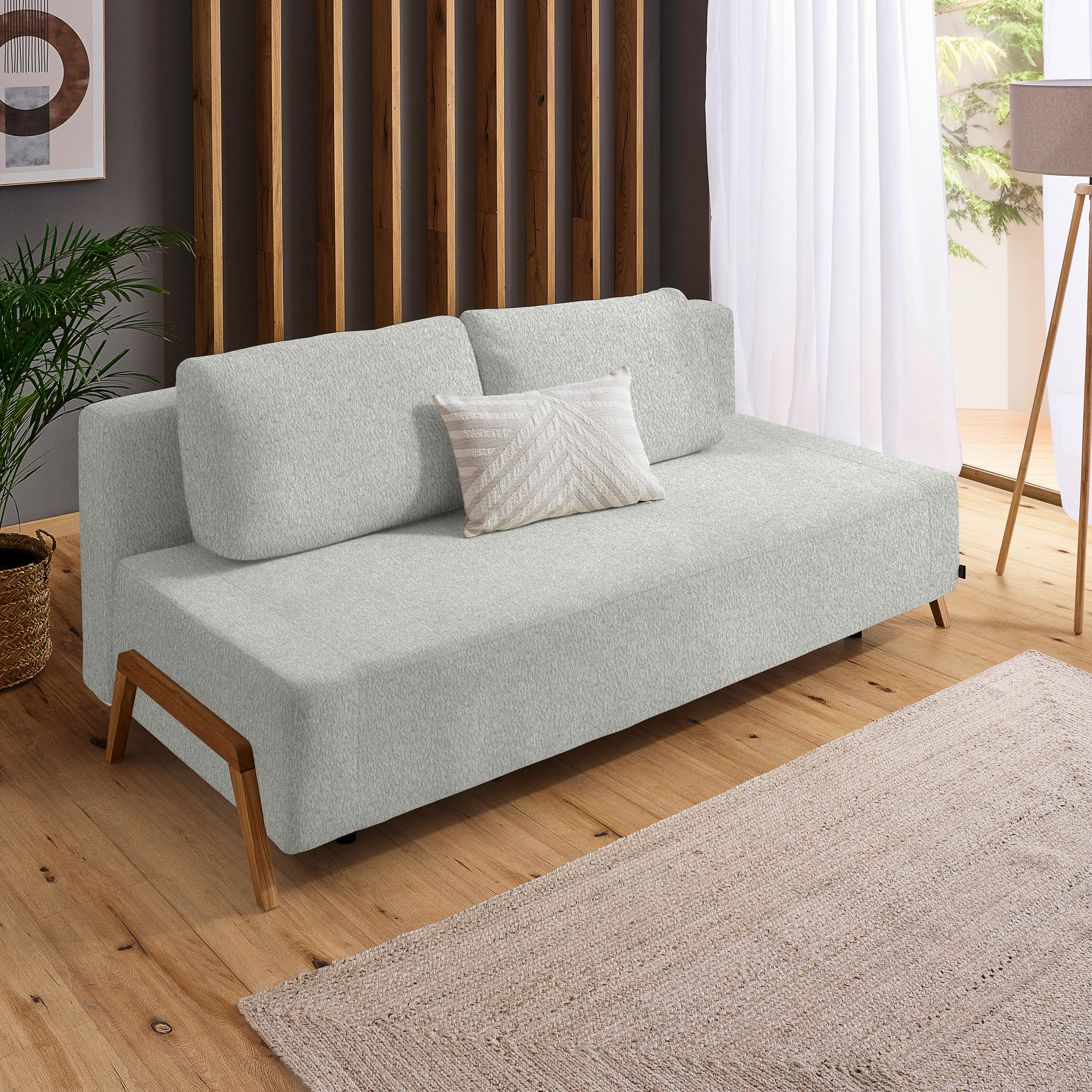 SCHLAFSOFA in Textil Silberfarben  - Silberfarben/Naturfarben, Design, Holz/Textil (211/88/102cm) - Niels Andersson