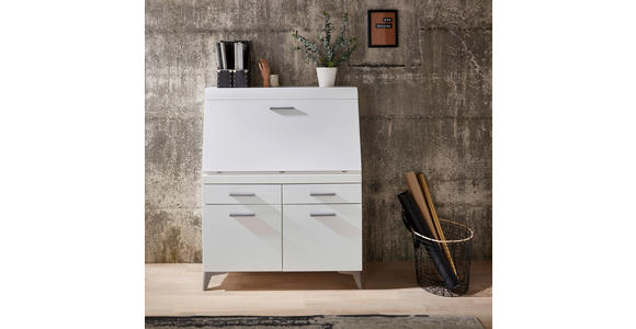 SEKRETÄR Kabeldurchlass, Stauraum - Schwarz/Alufarben, LIFESTYLE, Holzwerkstoff/Kunststoff (98/124/42cm) - Carryhome