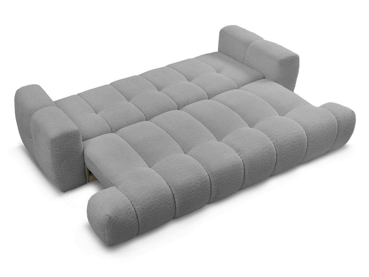 SCHLAFSOFA FUJI Bouclé Dunkelgrau  inkl.  - Dunkelgrau/Schwarz, MODERN, Kunststoff/Textil (251/113/88cm)