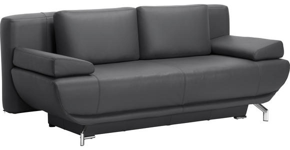 SCHLAFSOFA in Echtleder Dunkelgrau - Chromfarben/Dunkelgrau, Design, Leder/Metall (210/87/97cm) - Dieter Knoll