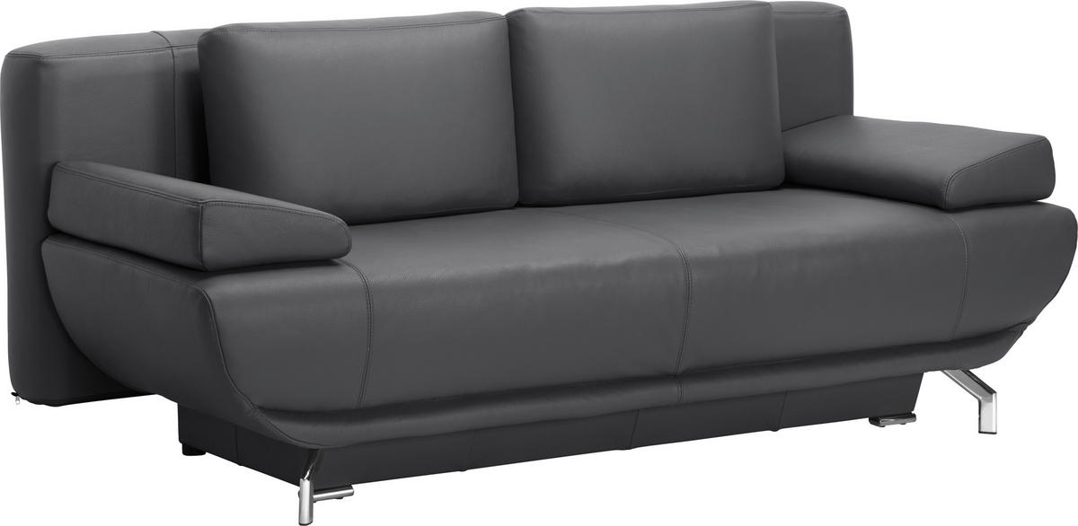 SCHLAFSOFA in Leder Dunkelgrau  - Chromfarben/Dunkelgrau, Design, Leder/Metall (210/87/97cm) - Dieter Knoll