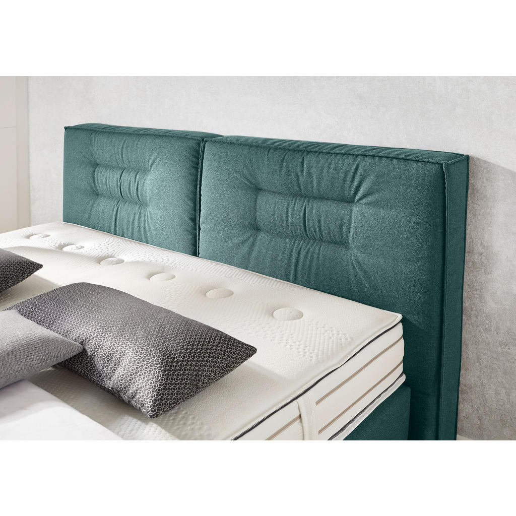 Thumbnail - Dieter Knoll Boxspringbett, Petrol, Textil, H2, 7-Zonen, Höhe ca. 27 cm, 160x200 cm, gepolstertes Kopfteil, Stoffauswahl...