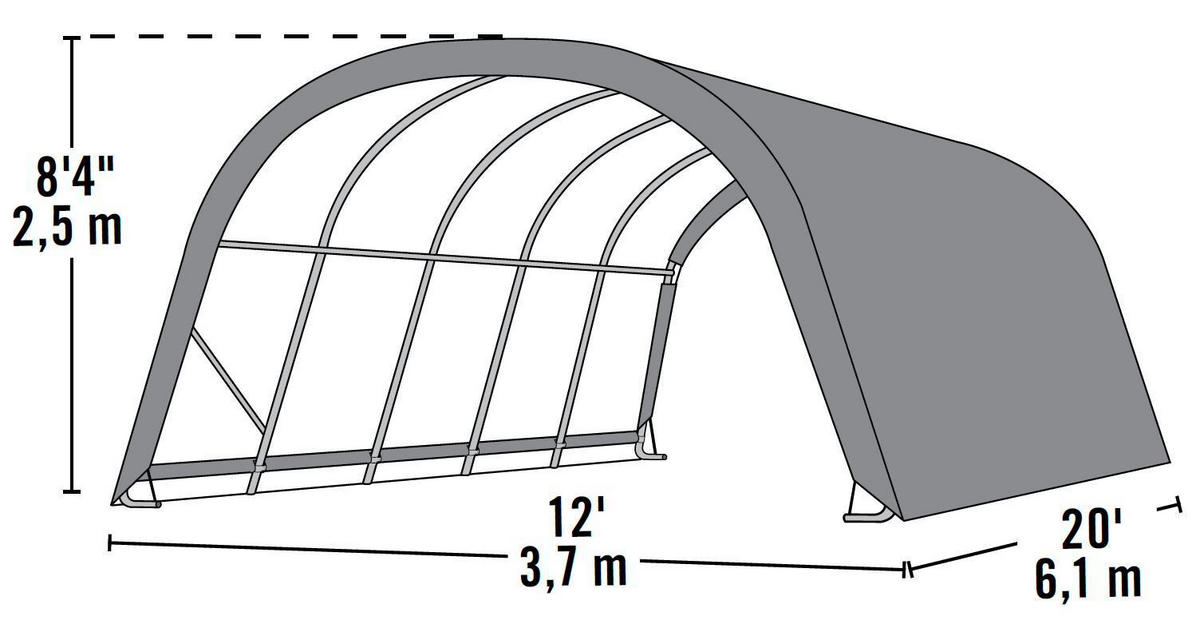 ZELTGARAGE  - Dunkelgrün, Basics, Kunststoff (610/370/250cm) - Ambia Garden