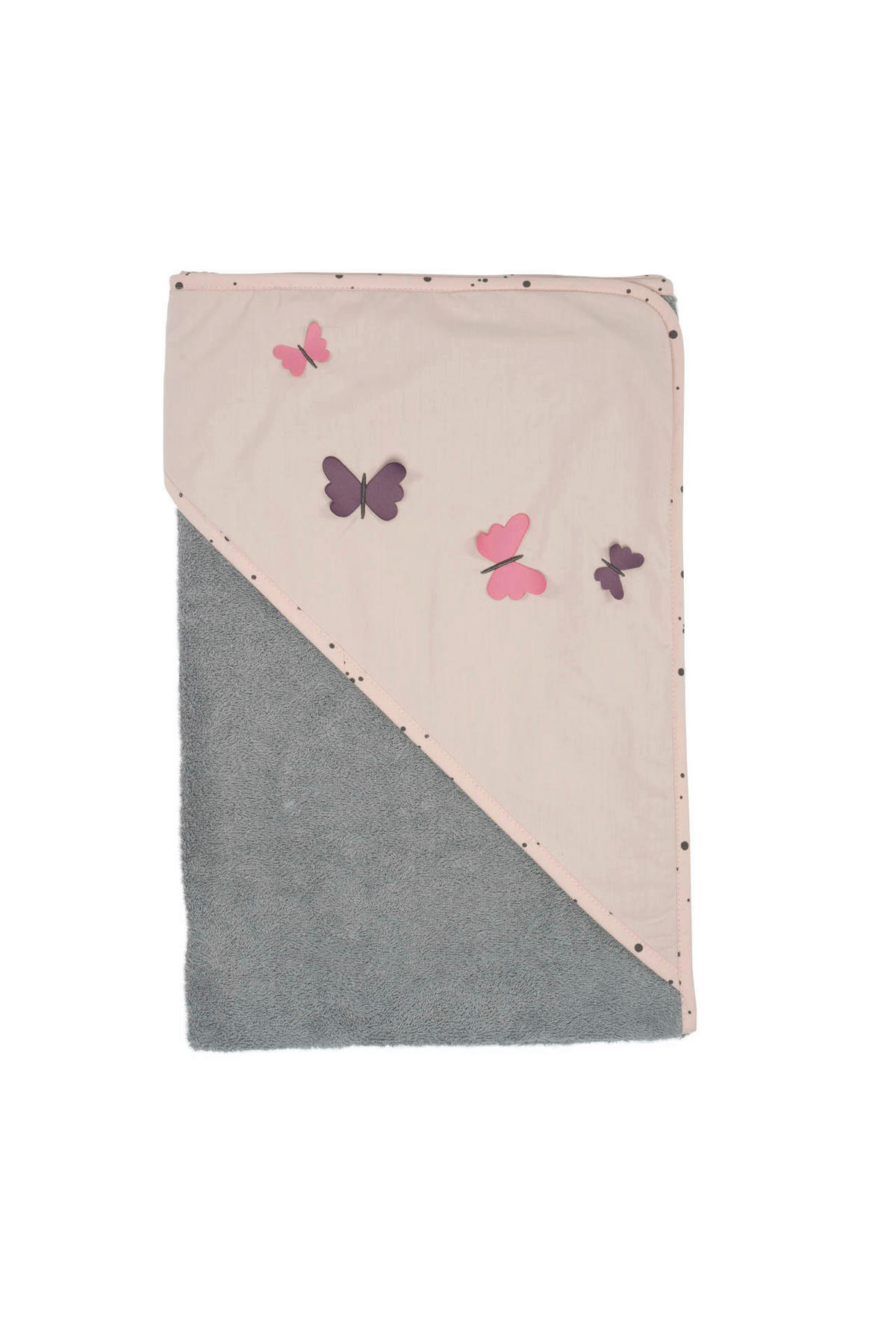 KAPUZENBADETUCH 100/100 cm    - Rosa/Grau, Basics, Textil (100/100cm) - Bebe's Collection