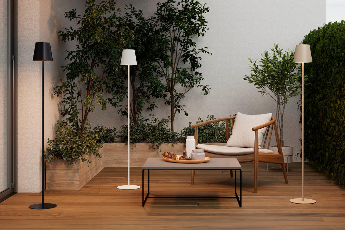 PORTABEL GOLVLAMPA Lauderdale 22/130 cm    - sandfärgad, Design, metall/plast (22/130cm) - Novel