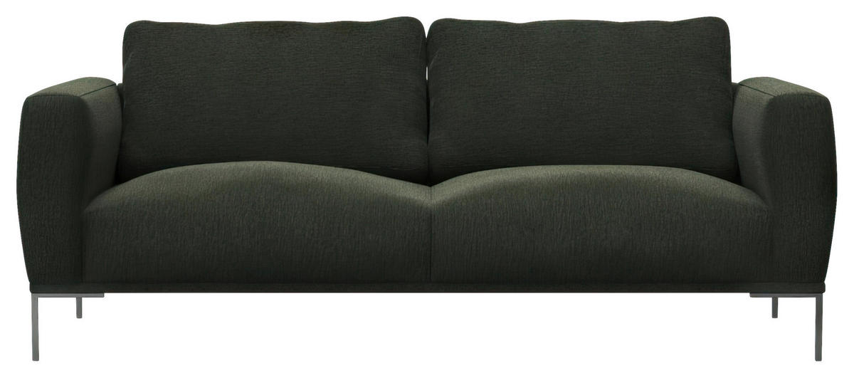 3-SITZER-SOFA Webstoff, Flachgewebe Waldgrün  - Waldgrün/Schwarz, Design, Textil/Metall (212/80,5/88cm) - Livetastic