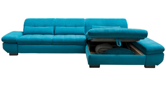 ECKSOFA Türkis Mikrofaser  - Türkis/Schwarz, Design, Textil/Metall (341/204cm) - Xora
