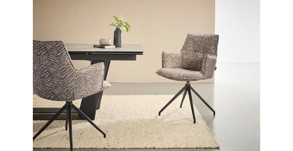 ARMLEHNSTUHL  , Stoffauswahl, Sitzfläche 360° drehbar, automatische Rückholfunktion  , Jacquard  ,  - Schwarz/Braun, Design, Textil/Metall (59/89,5/63cm) - Novel