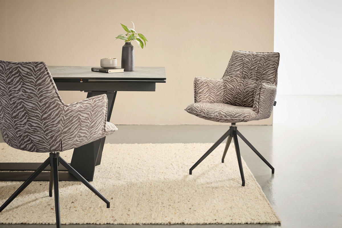 STOL MED ARMSTÖD järn jacquard  - vit/brun, Design, metall/textil (59/89,5/63cm) - Novel