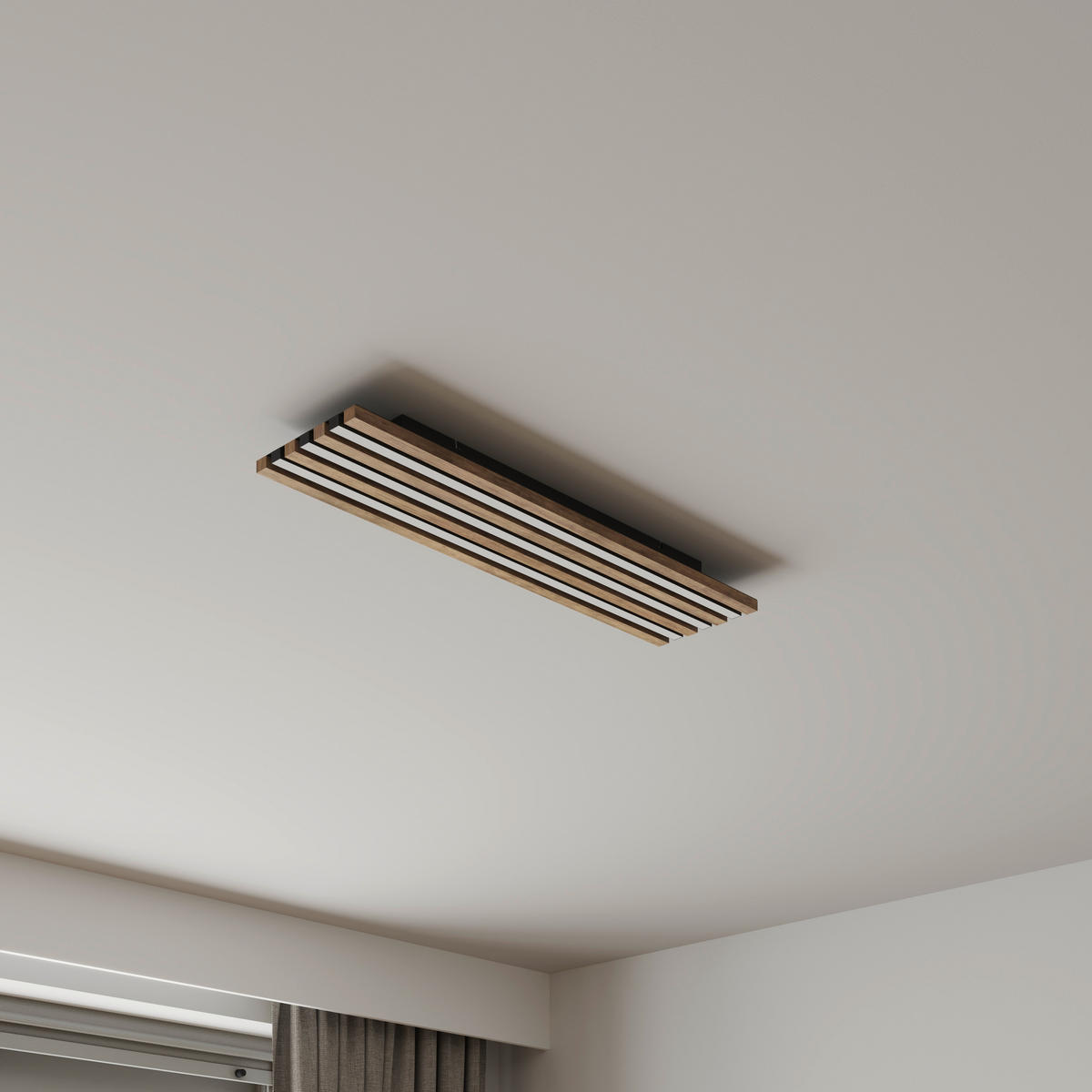 LED-DECKENLEUCHTE 80/20/5 cm   - Dunkelbraun/Schwarz, Natur, Holzwerkstoff/Kunststoff (80/20/5cm)