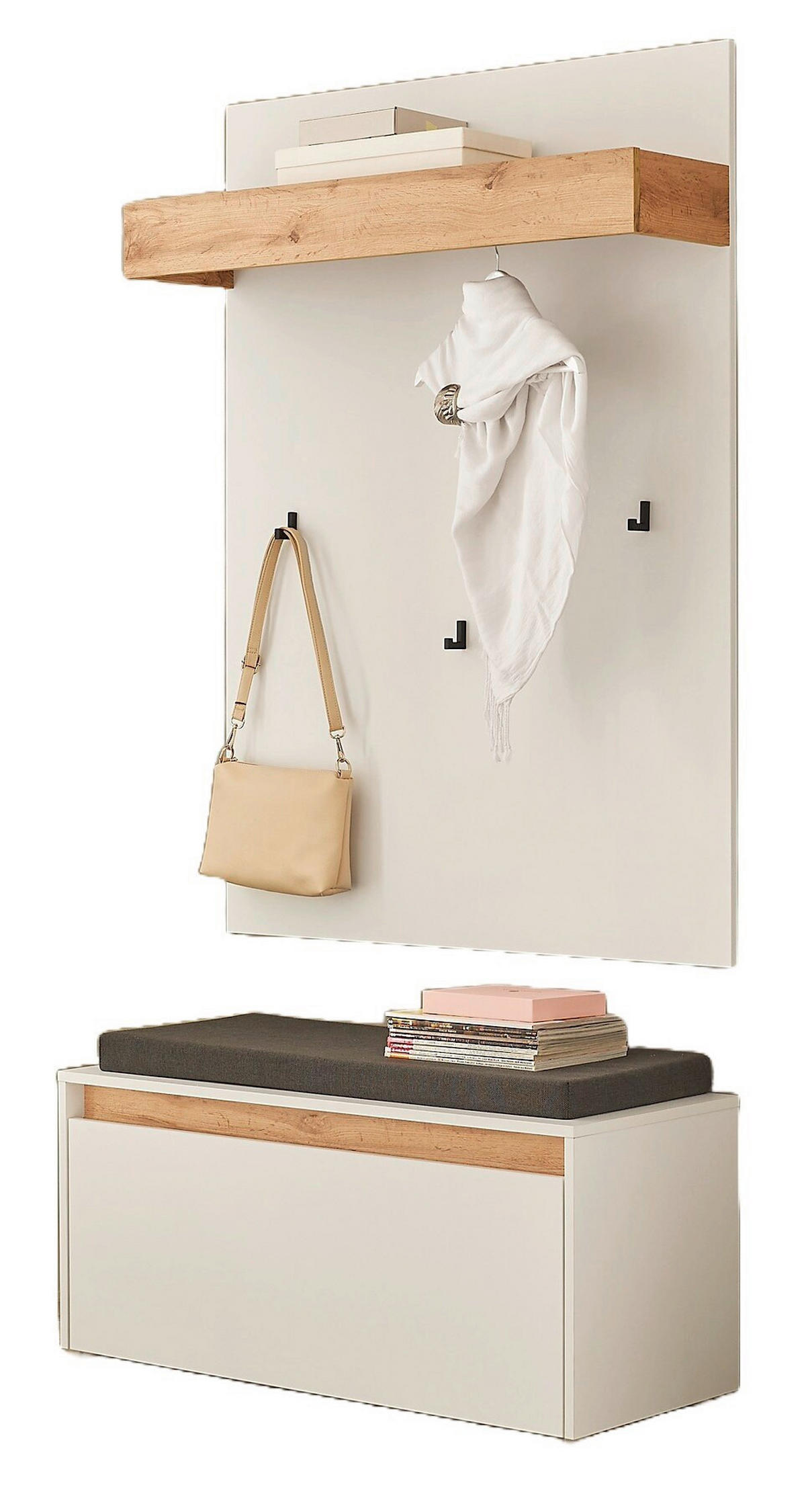 GARDEROBE 3-teilig  in 100/200/40 cm  - Eiche Wotan/Weiß, Design, Holzwerkstoff/Textil (100/200/40cm) - Modante