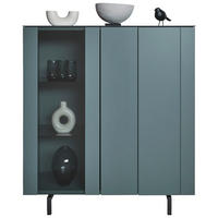 FÉLMAGAS SZEKRÉNY 108/120/45 cm  - fekete/zöld, Design, faalapú anyag/Üveg (108/120/45cm) - Johann Jakob