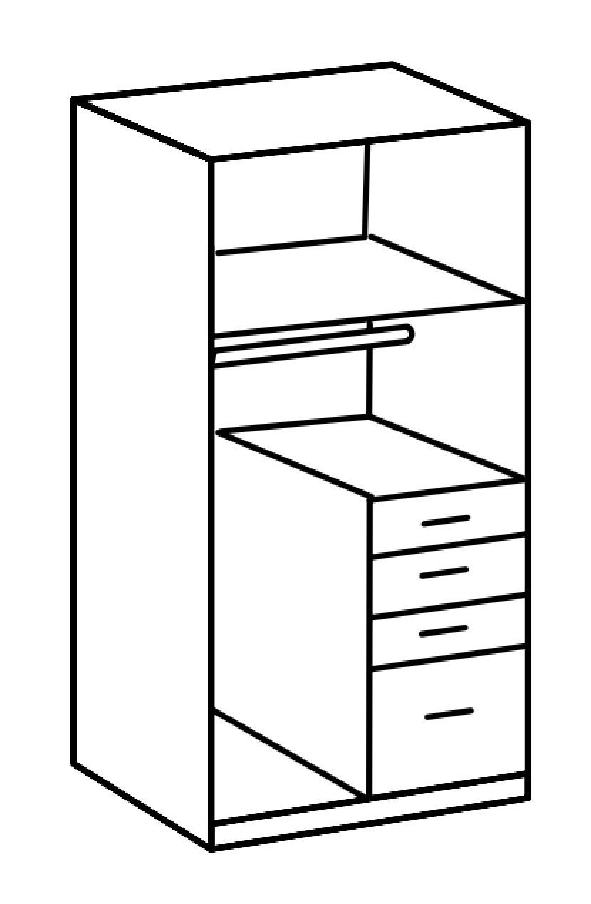 Thumbnail - Boxxx Kleiderschrank, Graphit, Grau, Holzwerkstoff, 3 Fächer, 4 Schublade(n) Schubladen, 90x199x58 cm, BQ - Bündnis für ...