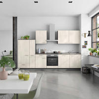 KÜCHENBLOCK Riva 330 cm  in Weiß, Schieferfarben  - Schieferfarben/Edelstahlfarben, MODERN, Holzwerkstoff/Metall (330cm) - Nobilia