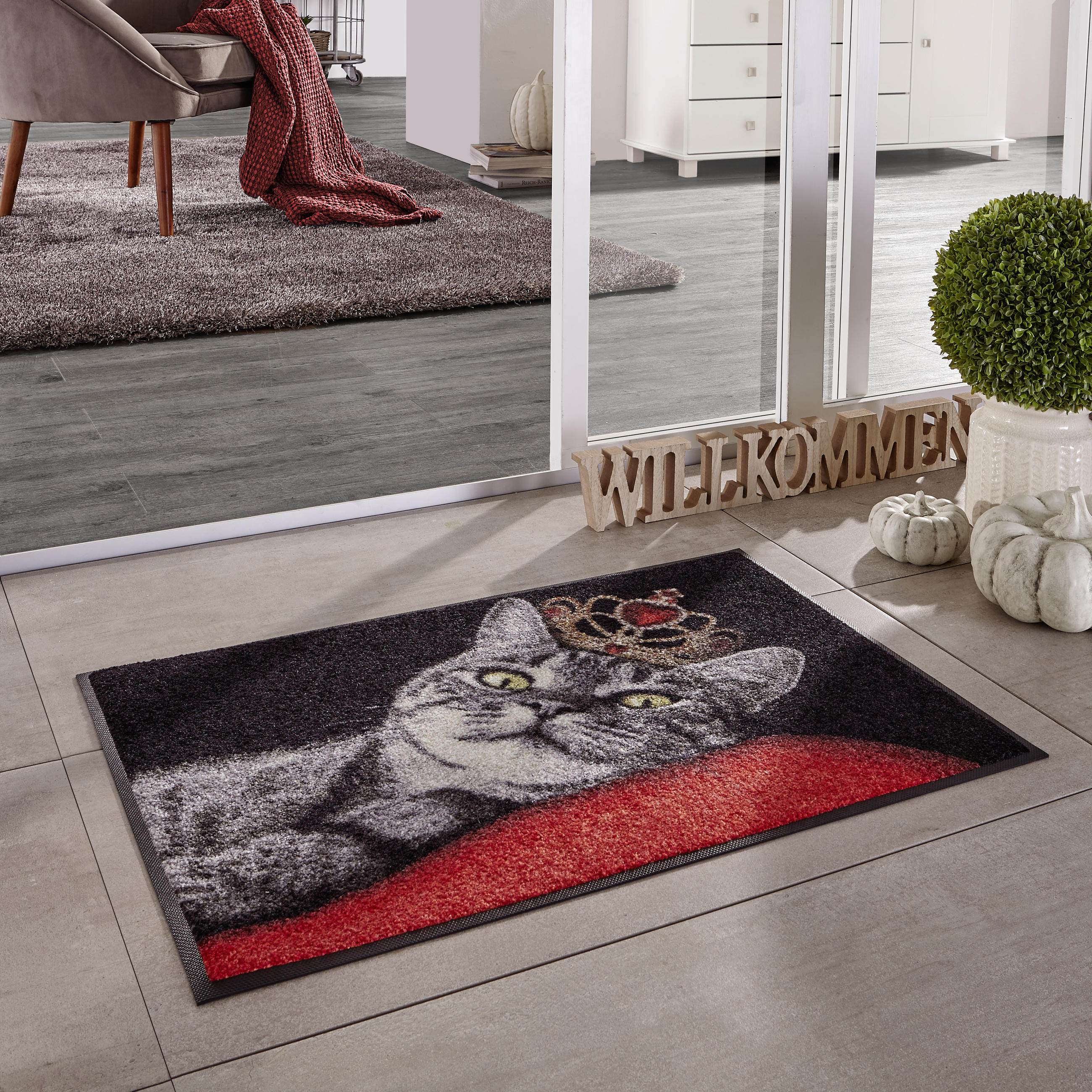 FUßMATTE  50/75 cm  Rot, Schwarz  - Rot/Schwarz, KONVENTIONELL, Kunststoff/Textil (50/75cm) - Esposa