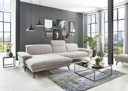GARNITURA ZA DNEVNU SOBU srebrna  - srebrna/crna, Moderno, tekstil (191/346cm) - Beldomo Comfort