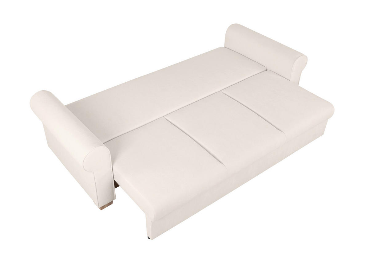SCHLAFSOFA in Chenille Creme  - Buchefarben/Creme, Design, Holz/Textil (240/94/98cm) - MID.YOU