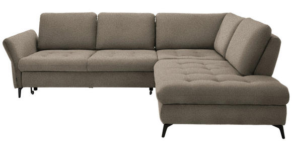 ECKSOFA in Struktur Greige  288/233 cm  - Greige/Schwarz, Natur, Textil/Metall (288/233cm) - Valnatura