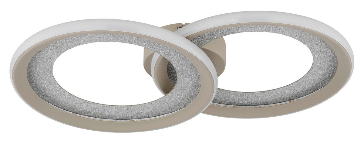 LED-DECKENLEUCHTE Glitra 52,5/31,5/9 cm  - Sandfarben/Silberfarben, Design, Kunststoff/Metall (52,5/31,5/9cm) - Globo