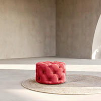 HOCKER Fresco Samt Rot  - Rot/Schwarz, Design, Kunststoff/Textil (60/39/60cm) - P & B