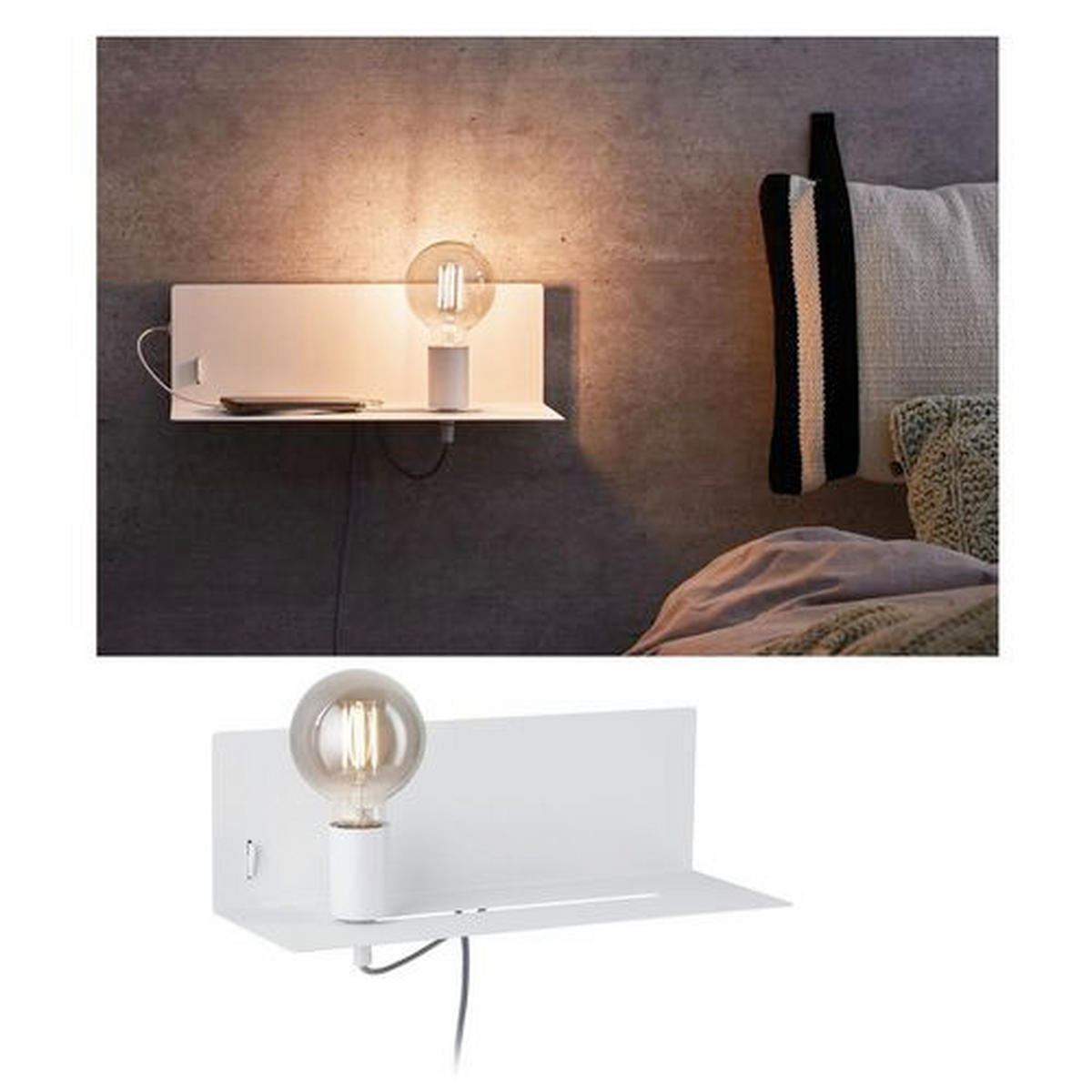 WANDLEUCHTE Devara 40/13 cm   - Weiß, LIFESTYLE, Metall (40/13cm) - Paulmann