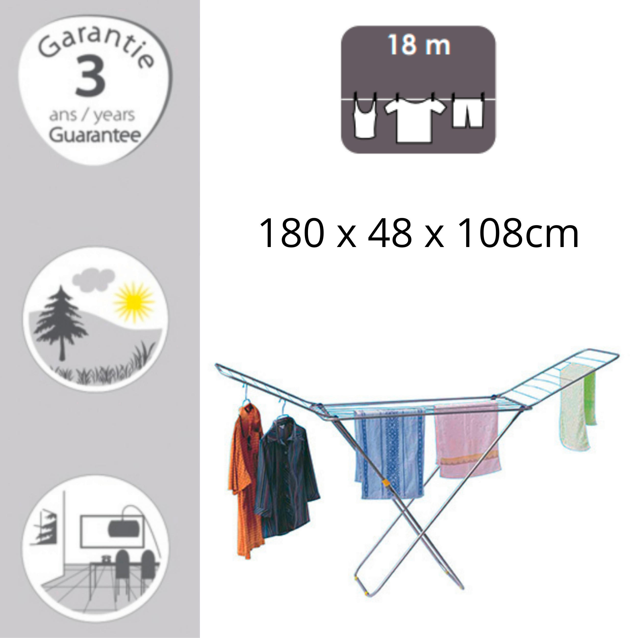 STANDTROCKNER  - Weiß, Basics, Metall (180/105/48cm) - MSV-Spirella
