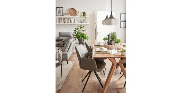 ARMLEHNSTUHL   Echtleder  - Schwarz/Grau, Design, Leder/Metall (58/88/59cm) - Novel