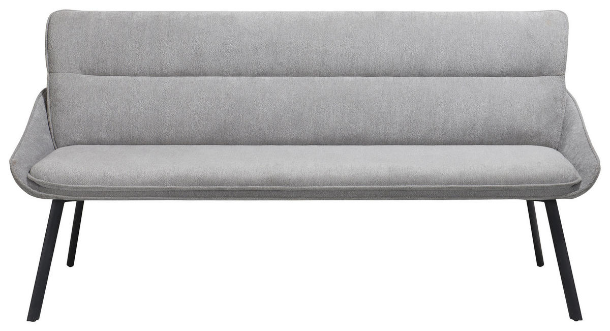 SITZBANK 180/86/64 cm  in Hellgrau  - Hellgrau/Schwarz, Design, Textil/Metall (180/86/64cm) - Novel
