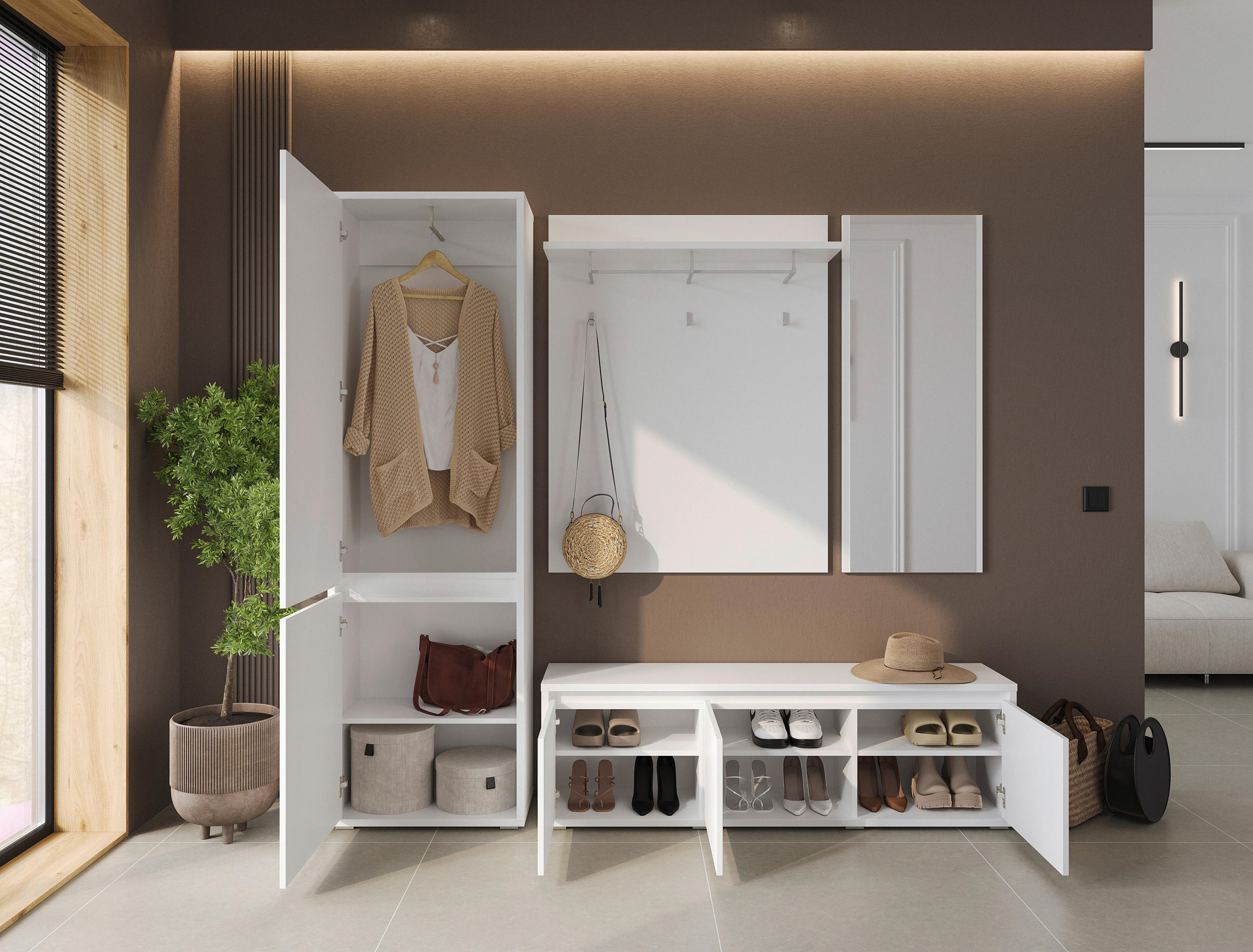 GARDEROBENSCHRANK Liv in 60/195/33,8 cm - Silberfarben/Weiß, KONVENTIONELL, Holzwerkstoff (60/195/33,8cm) - Xora
