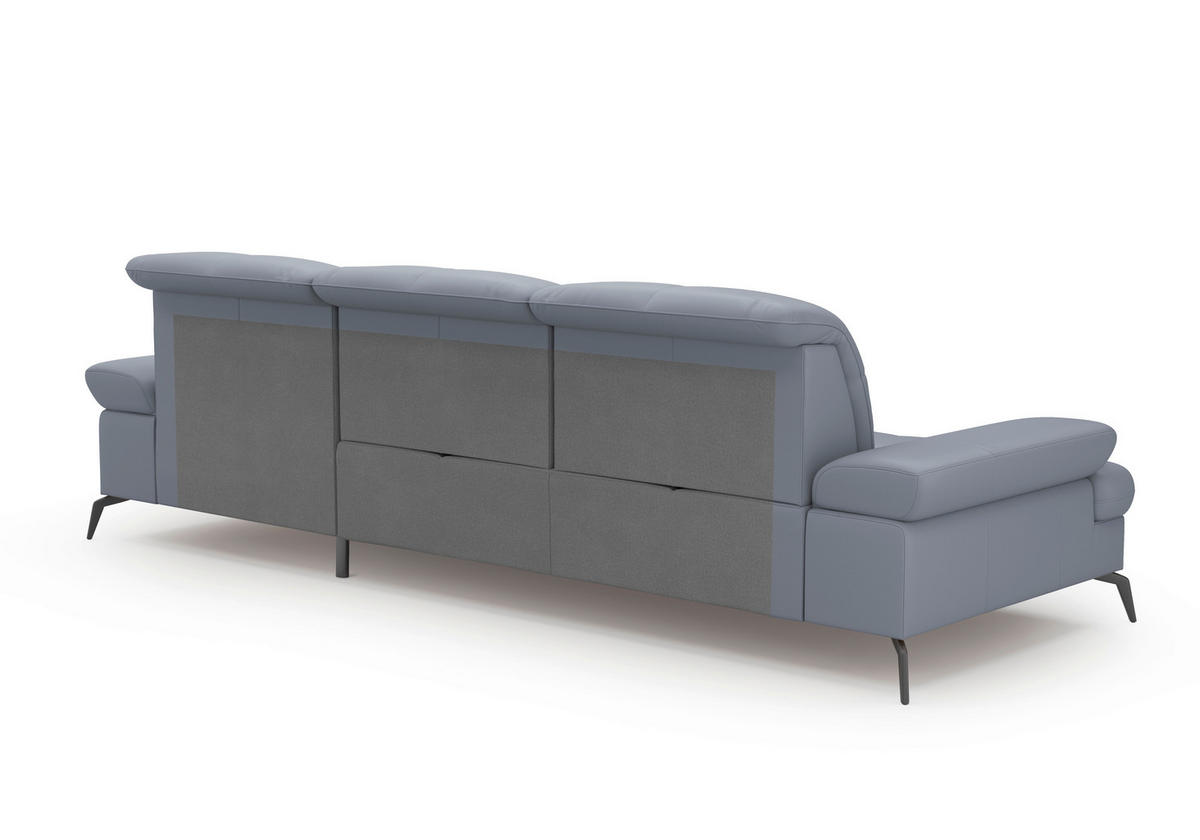 ECKSOFA Vliesstoff Kombination Echtleder/Stoff Graublau  - Graublau/Schwarz, Konventionell, Leder/Textil (279/185cm) - Sit & More