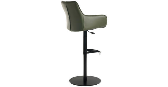 BARHOCKER Echtleder Grün, Schwarz Eisen Lederauswahl, Sitzfläche 360° drehbar, automatische Rückholfunktion - Schwarz/Grün, Design, Leder/Metall (54/92-112/55cm) - Novel