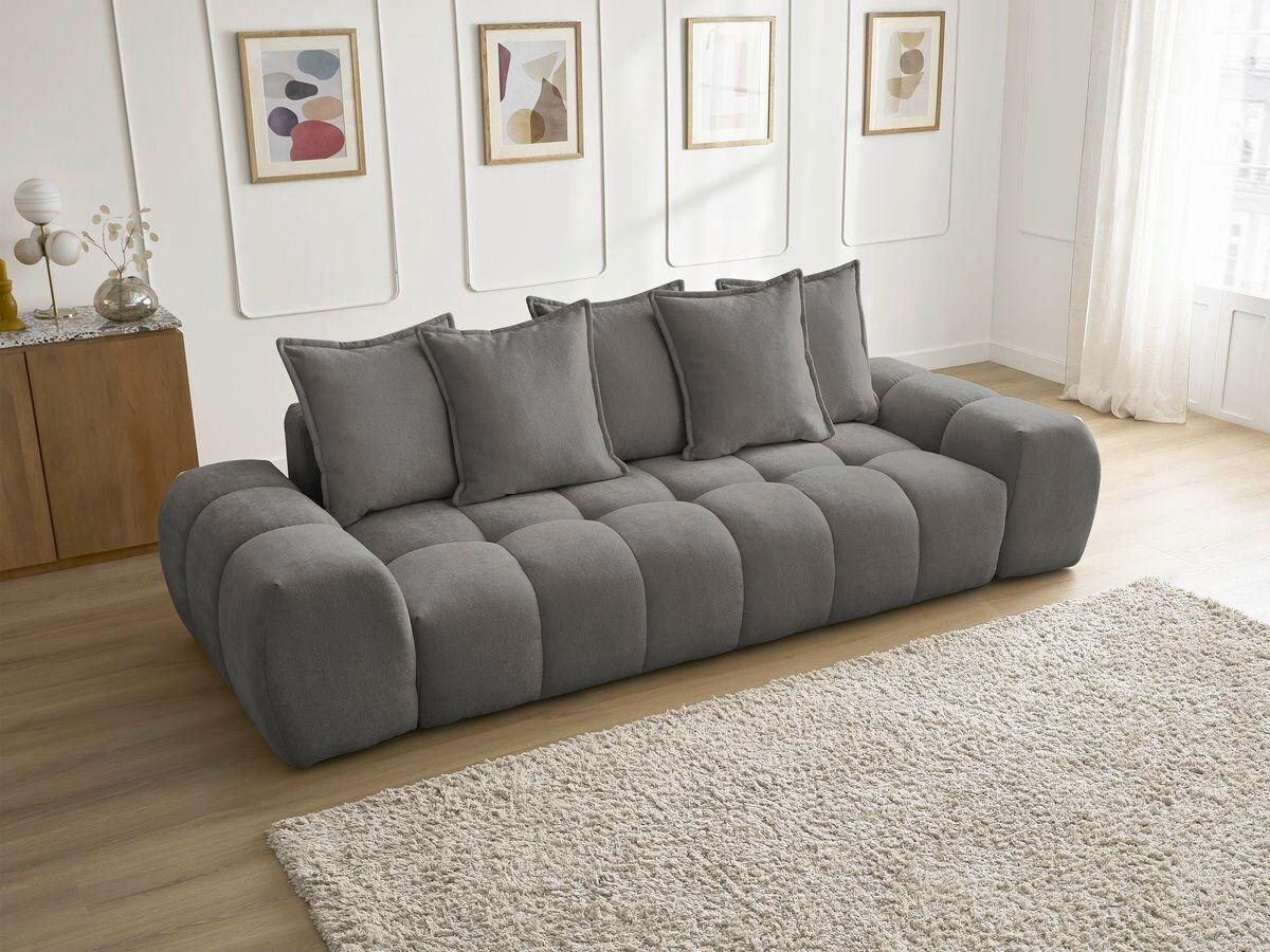 3-SITZER-SOFA EVEREST Struktur Dunkelgrau  - Dunkelgrau/Schwarz, MODERN, Kunststoff/Textil (278/90/115cm)
