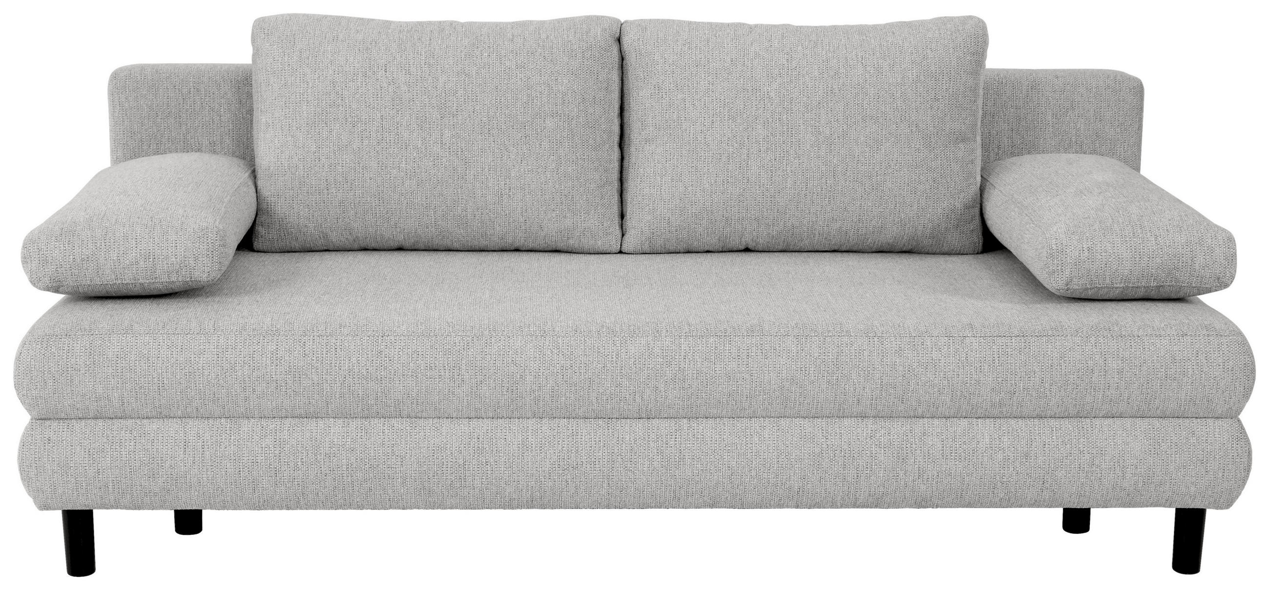 SCHLAFSOFA in Textil Hellgrau  - Hellgrau/Schwarz, Design, Textil/Metall (197/84/92,5cm) - home24