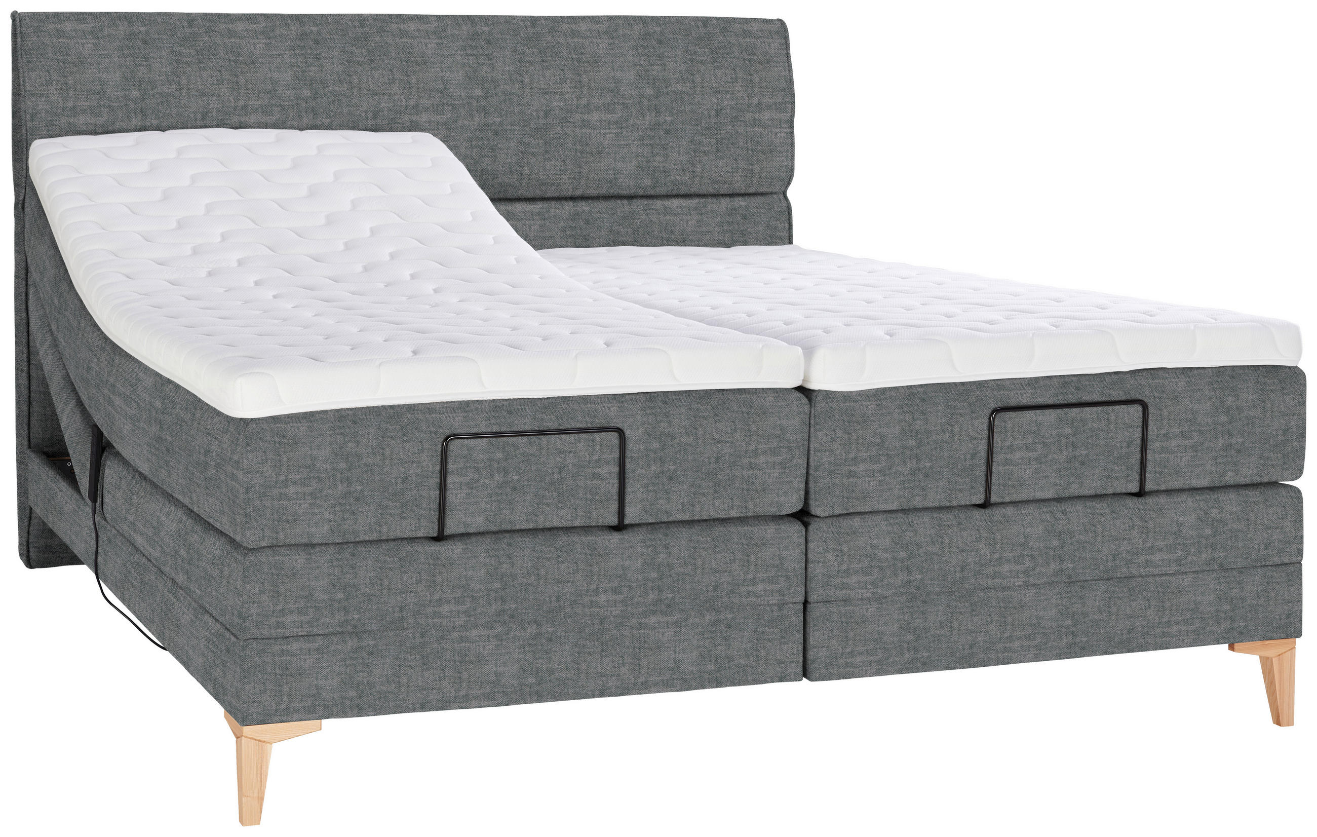 BOXSPRINGBETT 180/200 cm  in Dunkelgrau  - Eichefarben/Dunkelgrau, Konventionell, Holz/Textil (180/200cm) - Voleo