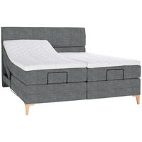 BOXSPRINGBETT 180/200 cm  in Dunkelgrau  - Eichefarben/Dunkelgrau, Konventionell, Holz/Textil (180/200cm) - Voleo