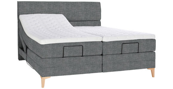 BOXSPRINGBETT 160/200 cm in Dunkelgrau - Eichefarben/Dunkelgrau, KONVENTIONELL, Holz/Textil (160/200cm) - Voleo