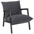 SESSEL Mikrofaser Dunkelgrau    - Wengefarben/Dunkelgrau, Design, Holz/Textil (63/76/80cm) - Carryhome