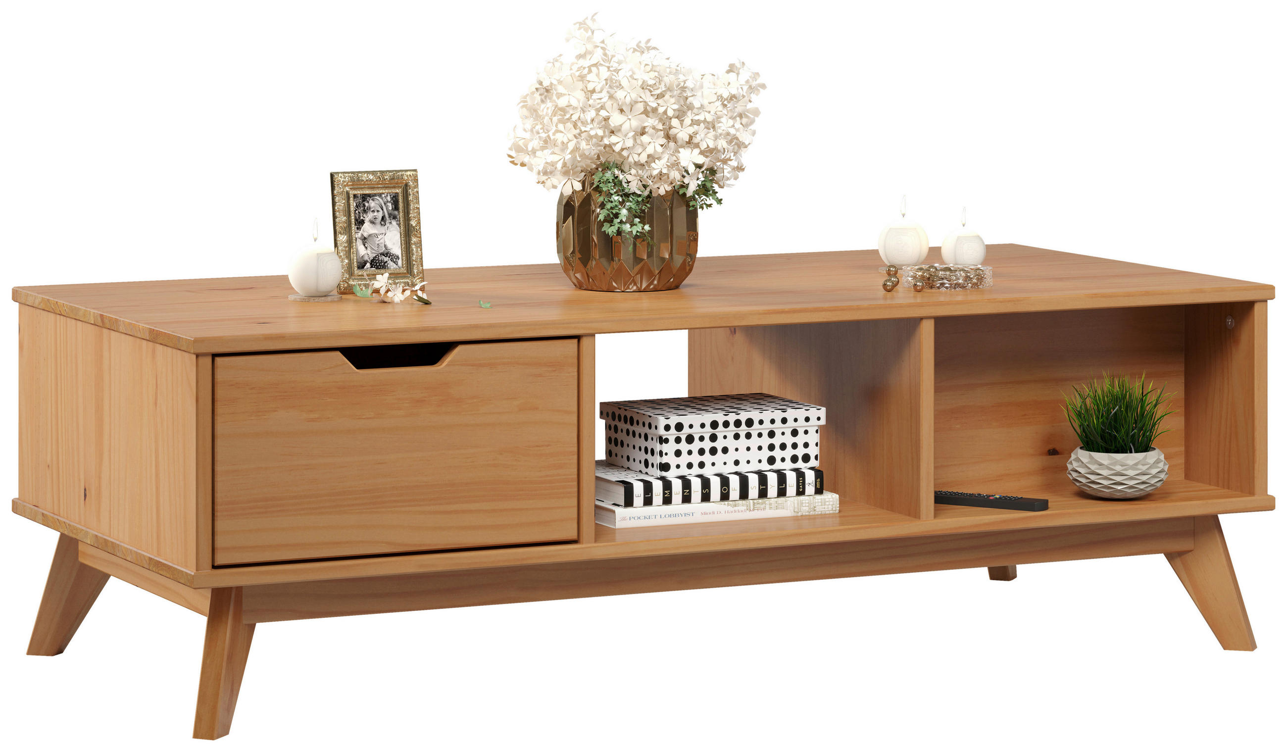 COUCHTISCH Kiefer massiv 120/55/39 cm rechteckig Honig  - Honig, LIFESTYLE, Holz (120/55/39cm)