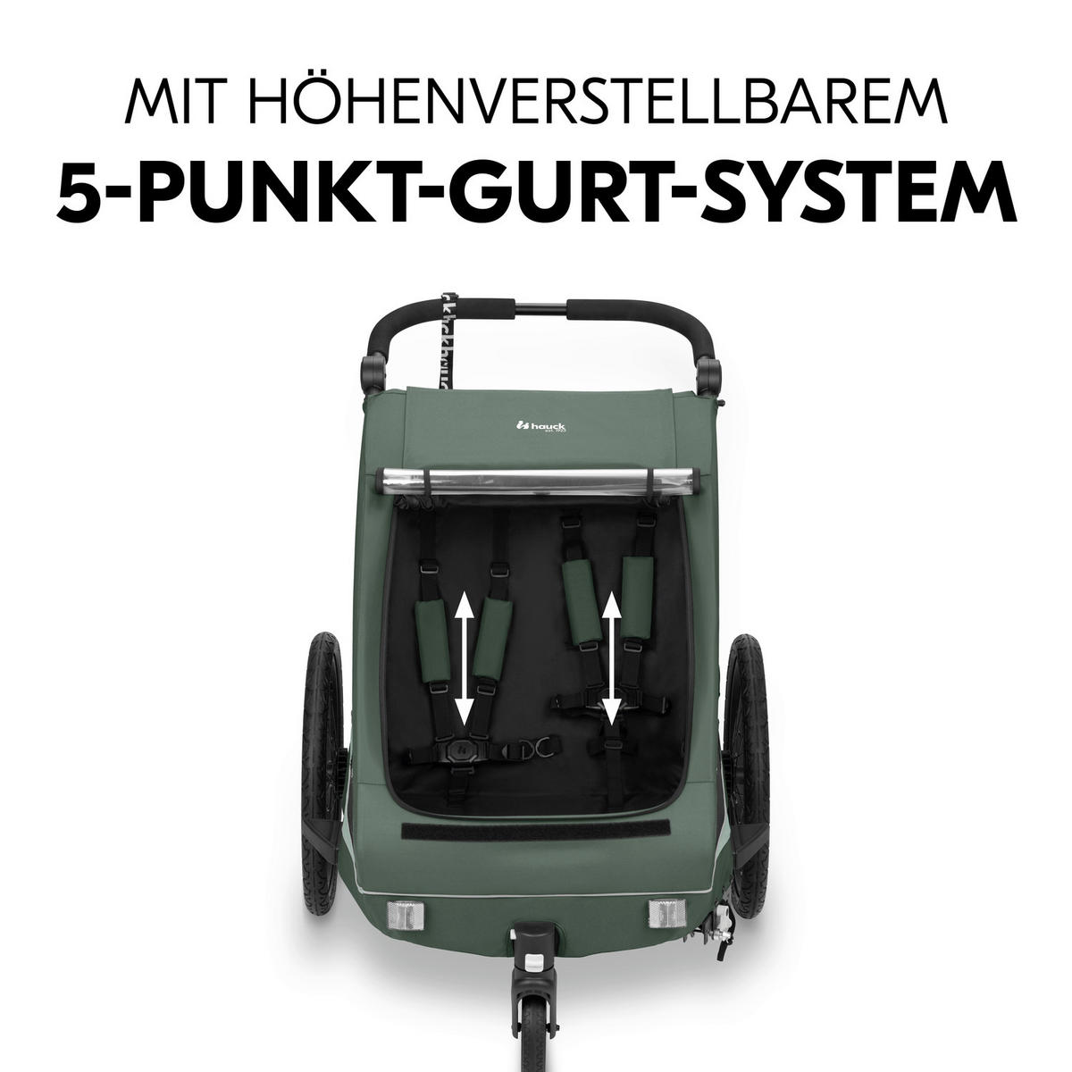 FAHRRADANHÄNGER   Dryk Duo Plus  - Dunkelgrün/Schwarz, Basics, Kunststoff/Textil (79/107/114cm) - Hauck