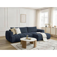 ECKSCHLAFSOFA FUJI Leinenoptik Dunkelblau  inkl.  - Schwarz/Dunkelblau, MODERN, Kunststoff/Textil (292/160cm)