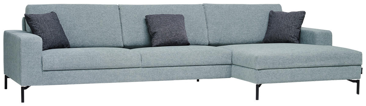 ECKSOFA in Chenille Hellblau  - Schwarz/Hellblau, Design, Textil/Metall (310/155cm) - Johann Jakob