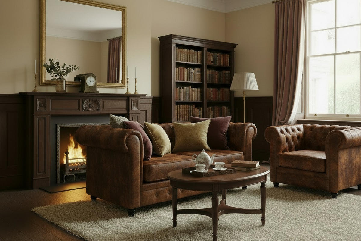CHESTERFIELD-SOFA  in Lederlook, Mikrofaser Braun, Schwarz  - Schwarz/Braun, Trend, Holz/Textil (165/73/87cm) - Xora